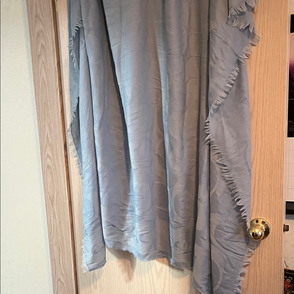 Coach Light Blue Fringe Shawl